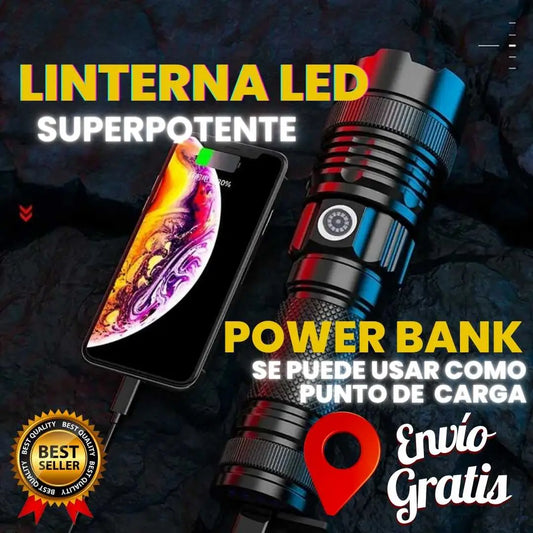 Linterna Telescopica SuperPotente🔦 Power Bank🔋